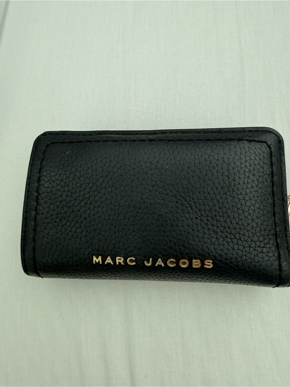 Marc Jacobs Black Pebbled Leather Compact Zip Wallet